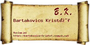 Bartakovics Kristóf névjegykártya